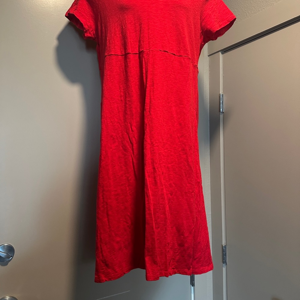 Torrid Red A-Line Midi Dress with Crew Neck